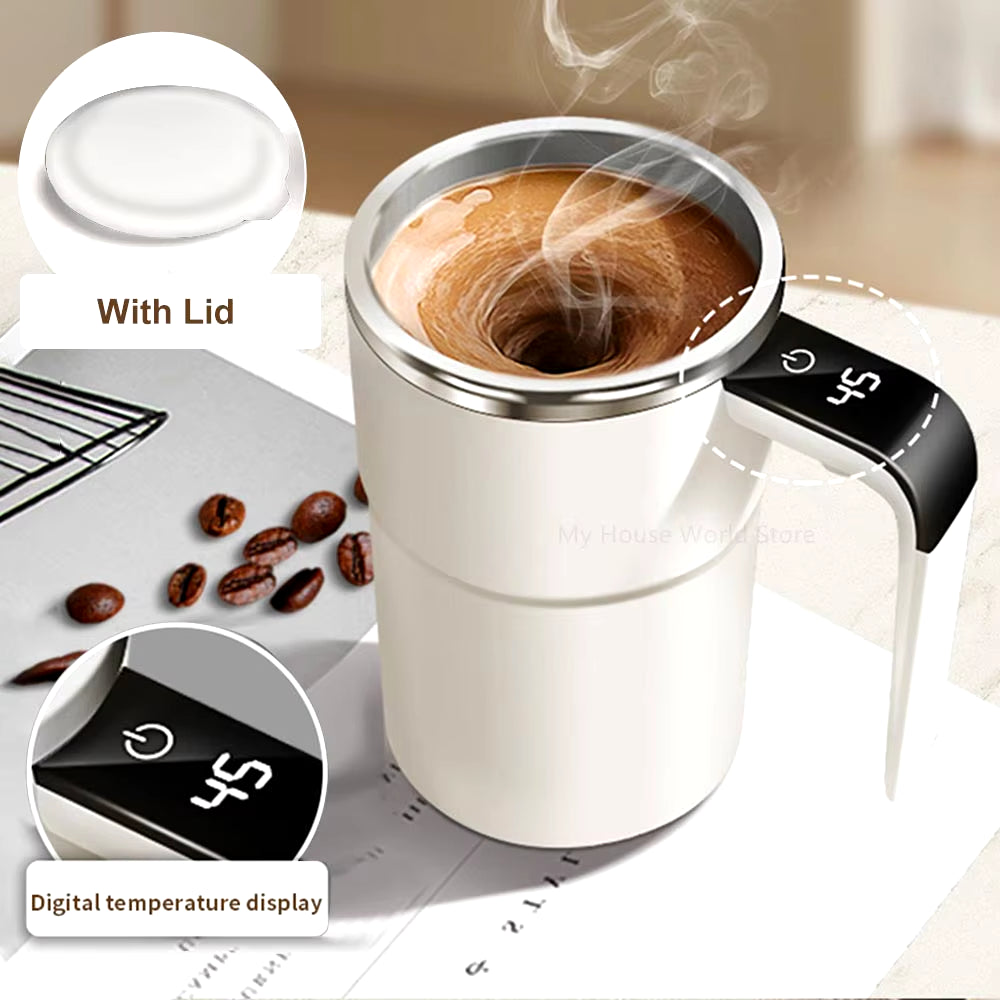 Automatic Stirring Cup Rechargeable Portable Coffee Electric Stirring Stainless Steel Mixer Rotating Magnetic Self Stirring Mugs